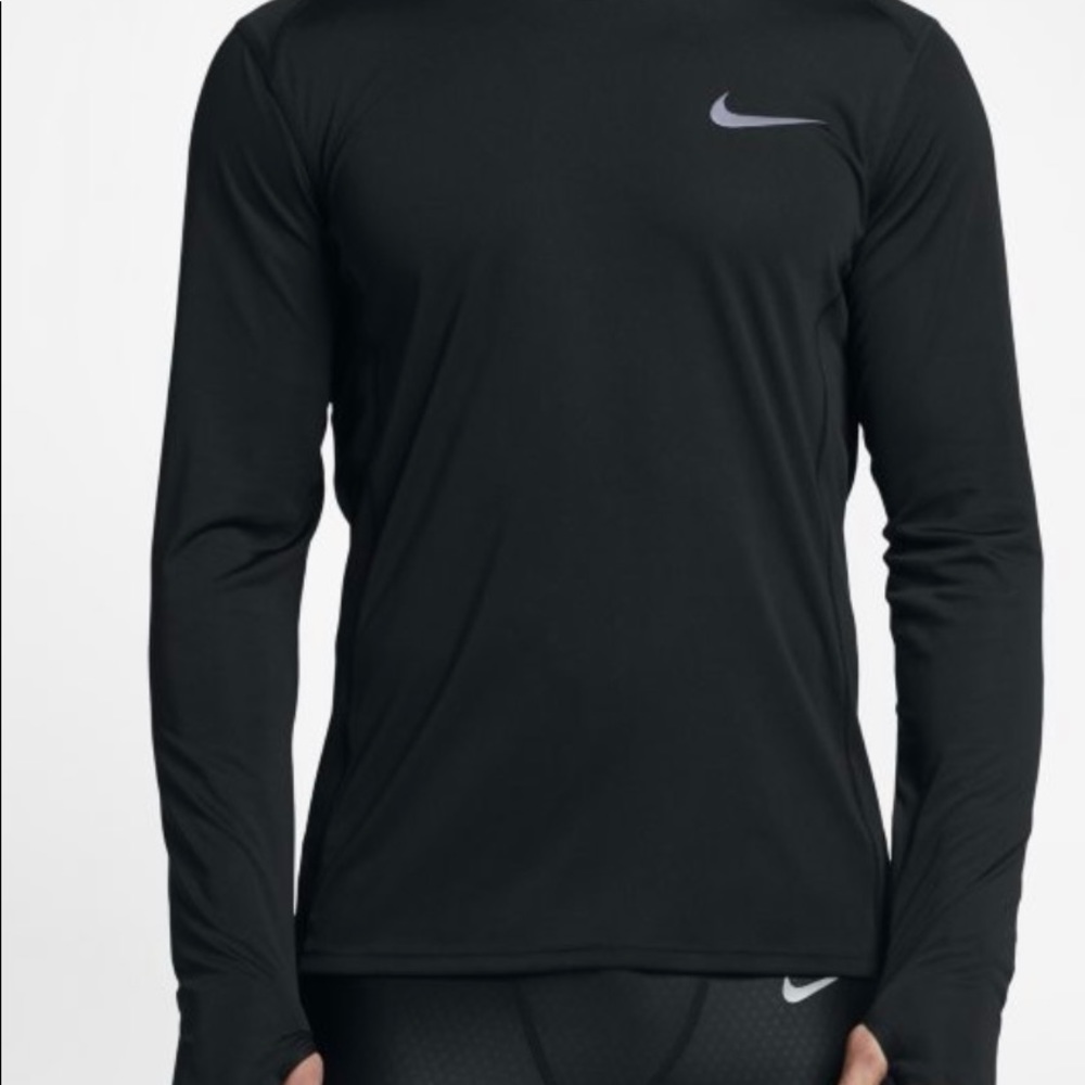 Nike Men’s Dri-Fit Long Sleeve Running Top 905290 010 Black Size MED